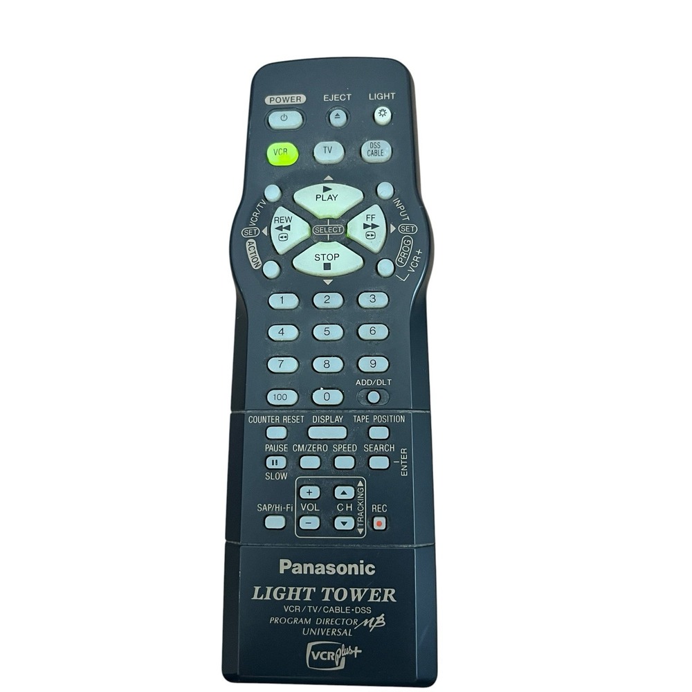 Panasonic LSSQ0286 Light Tower VCR / TV / Cable DSS Remote Control Tested